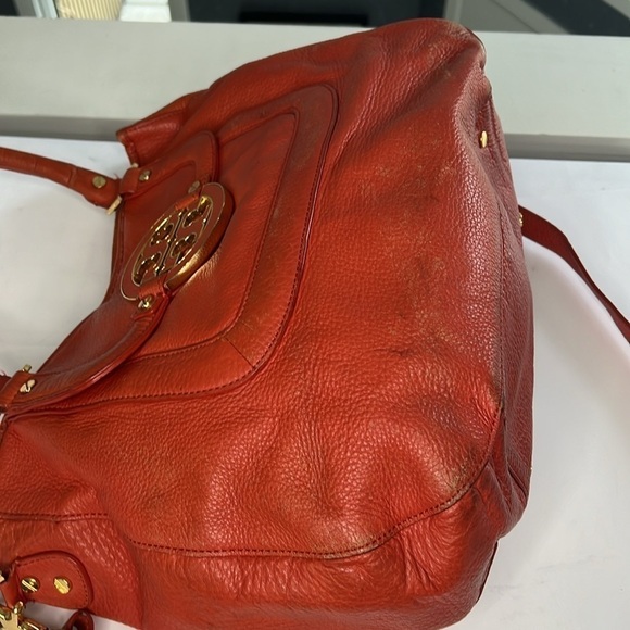 Tory Burch Amanda Orange Salmon Leather Satchel Shoulder Crossbody Bag - Picture 10 of 16